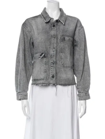Pre-owned Allsaints Denim Jacket In Gray