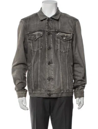 Pre-owned Allsaints Denim Jacket In Grey