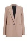 Allsaints Womens Doe Brown Deri Lyn Single-breasted Relaxed-fit Woven Blazer In Brown