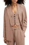 Allsaints Deri Lyn Linen Blend Blazer In Doe Brown