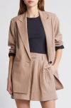 Allsaints Deri Lyn Linen Blend Blazer In Doe Brown