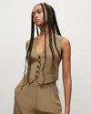 Allsaints Deri Lyn Linen Blend Vest In Brown