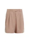 Allsaints Deri Lyn Linen Blend Shorts In Brown