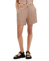 Allsaints Deri Lyn Linen Blend Shorts In Doe Brown