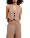 Allsaints Deri Lyn Linen Blend Waistcoat In Doe Brown