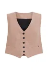 Allsaints Deri Lyn Linen Blend Waistcoat In Brown