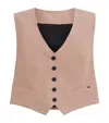 Allsaints Deri Lyn Linen Blend Waistcoat In Brown