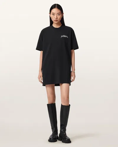 Allsaints Descent Jersey Mini T-shirt Dress In Black