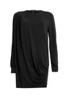Allsaints Devin Long Sleeve Draped Minidress In Black