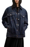 Allsaints Dillan Oversized Denim Bomber Jacket In Navy Blue