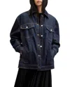 Allsaints Dillan Oversized Denim Bomber Jacket In Navy Blue