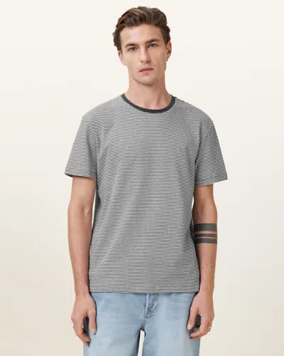 Allsaints Dillon Striped Crew Neck T-shirt In Chalk White/grey