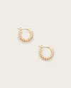 Allsaints Imitation Pearl Huggie Hoop Earrings In White/warm Brass