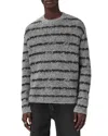 Allsaints Dissolved Striped Crewneck Sweater In Gray