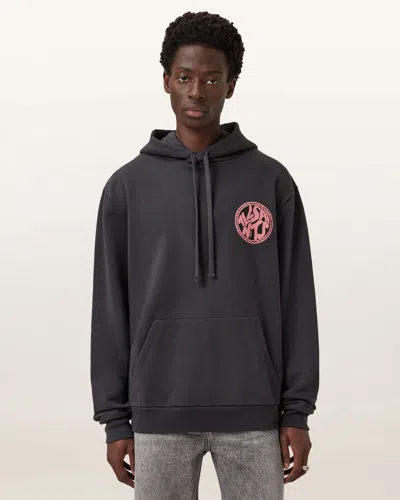 Allsaints Distortion Graphic Hoodie In Black