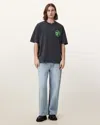 Allsaints Distortion Oversized Fit Graphic Logo Tee In Washed Black