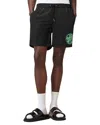 Allsaints Mens Jet Black Distortion Graphic-print Slim-fit Swim Shorts Xs In Jet Black