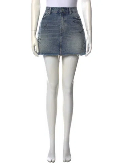 Pre-owned Allsaints Distressed Accents Mini Skirt In Blue