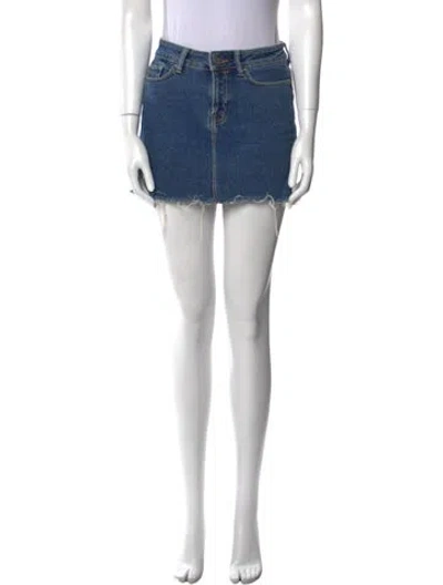 Pre-owned Allsaints Distressed Accents Mini Skirt In Blue