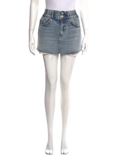 Pre-owned Allsaints Distressed Accents Mini Skirt In Blue