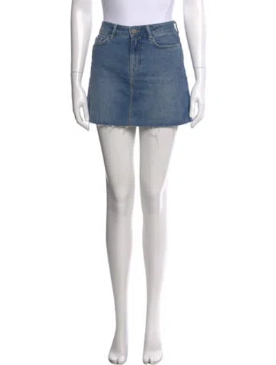 Pre-owned Allsaints Distressed Accents Mini Skirt In Blue