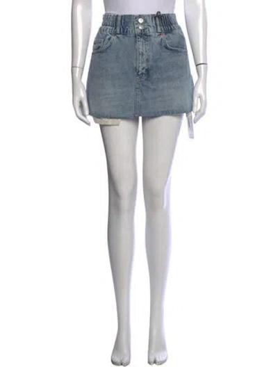 Pre-owned Allsaints Distressed Accents Mini Skirt In Blue