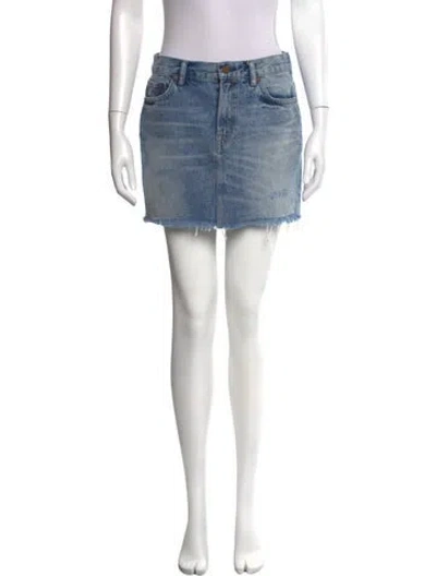 Pre-owned Allsaints Distressed Accents Mini Skirt In Blue