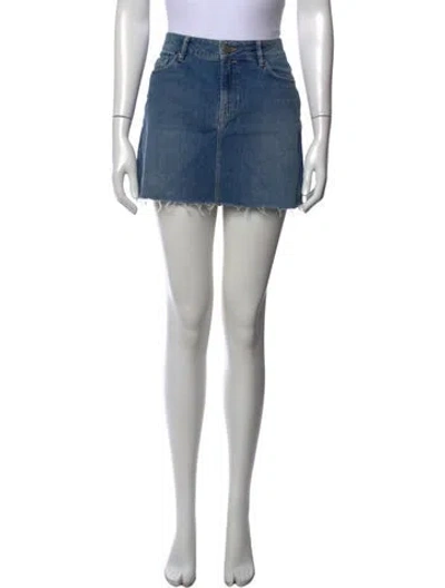 Pre-owned Allsaints Distressed Accents Mini Skirt In Blue