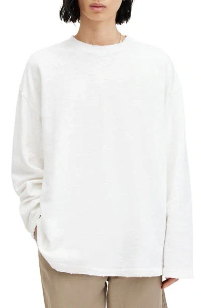 Allsaints Distressed Crewneck Jumper In Lilly White