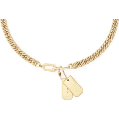 Allsaints Dog Tag Link Chain Pendant Necklace In Gold