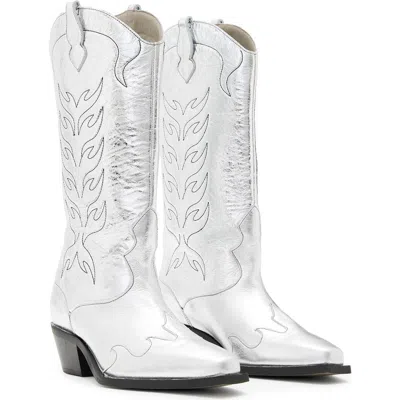 Allsaints Dolly Cowboy Boot In Silver