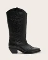 Allsaints Womens Black Dolly Embroidered-stitch Leather Western Boots In Black