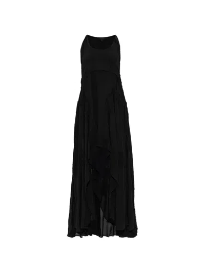 Allsaints Dorina Ruffled High-low Maxi Dress In Black