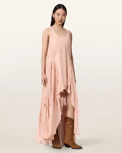 Allsaints Dorina Sleeveless Ruched Maxi Dress In Pink