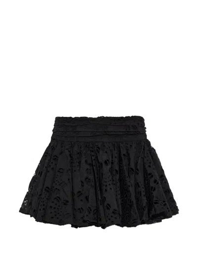 Allsaints Womens Black Dotty Gathered-waist Woven Mini Skirt