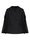 Allsaints Polyester Luna Double Breasted Cape Blazer In Black