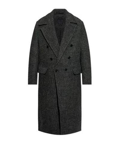 Allsaints Double-breasted Coat In Black