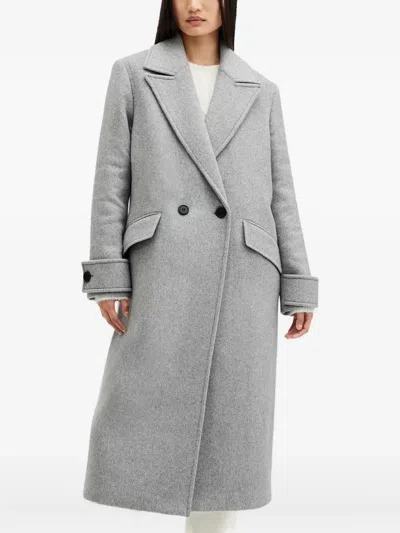 ALLSAINTS DOUBLE-BREASTED NOTCHED-LAPEL COAT