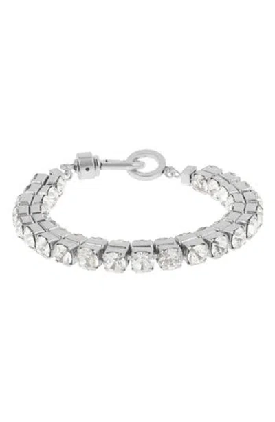 Allsaints Double Crystal Flex Bracelet In Metallic