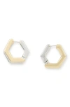 Allsaints Double Hex Hoop Earrings In Two Tone