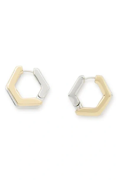 Allsaints Double Hex Hoop Earrings In Gold