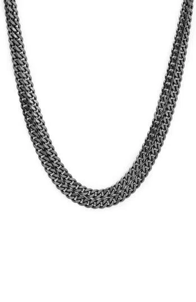 Allsaints Double Layered Carabiner Clip Necklace In Gray