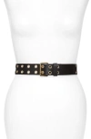 Allsaints Double Prong Belt In Black/antique Brass