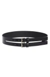 Allsaints Double Split Leather Belt In Black