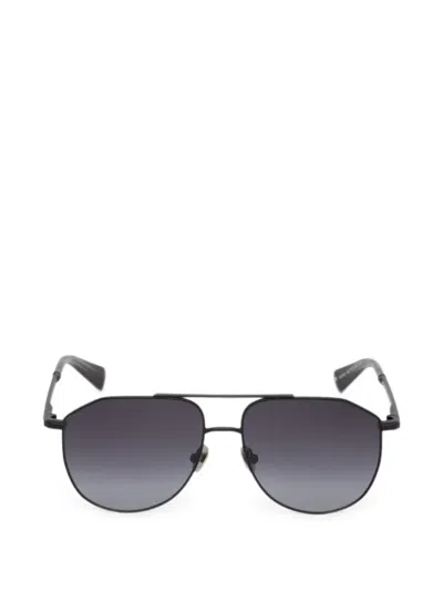 Allsaints Double-bridge Pilot Sunglasses In Black