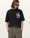 Allsaints Dragon Wave Oversized Short Sleeve T-shirt In Black