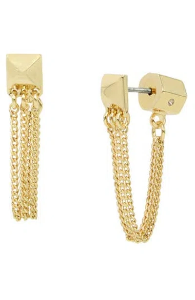 Allsaints Draped Chain Front/back Earrings In Gold