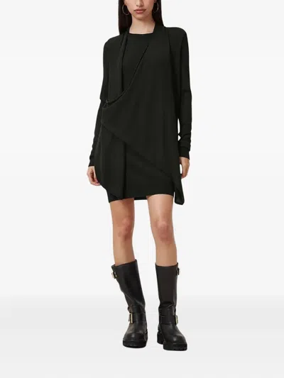 Allsaints Draped Zip-detail Mini Dress In Black