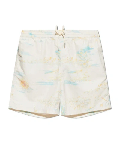 Allsaints Drawstring Swimming Trunks In White
