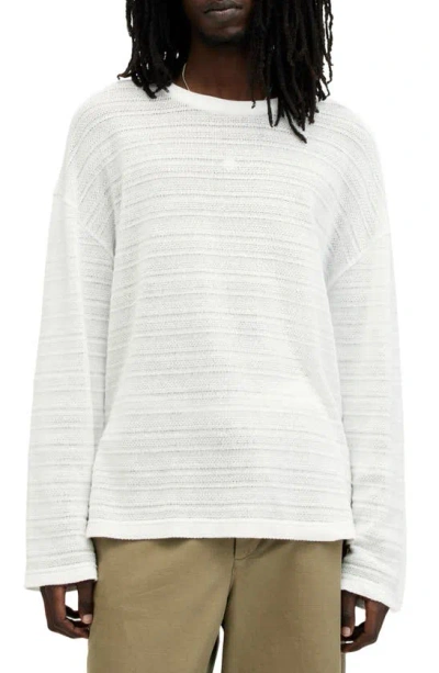 Allsaints Drax Knit Stripe Cotton Sweater In Optic White